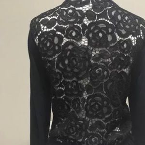 Karl Lagerfeld - Navy Blue / black lace cardigan